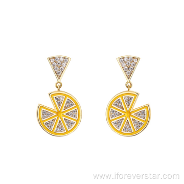 Newest 925 silver CZ lemon earring for girl